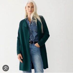J Crew Juliette Collarless Sweater Blazer Dark Green Small